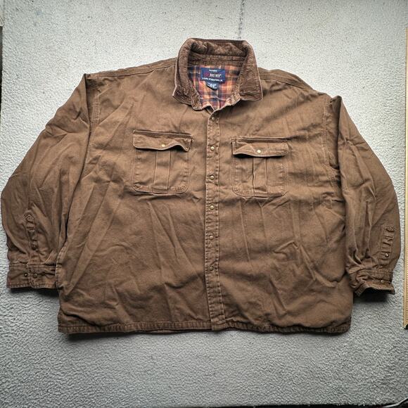 Five Brother Duck Canvas Flannel Lined Work Shirt Shacket Mens 4XL Brown Button - Picture 1 of 13